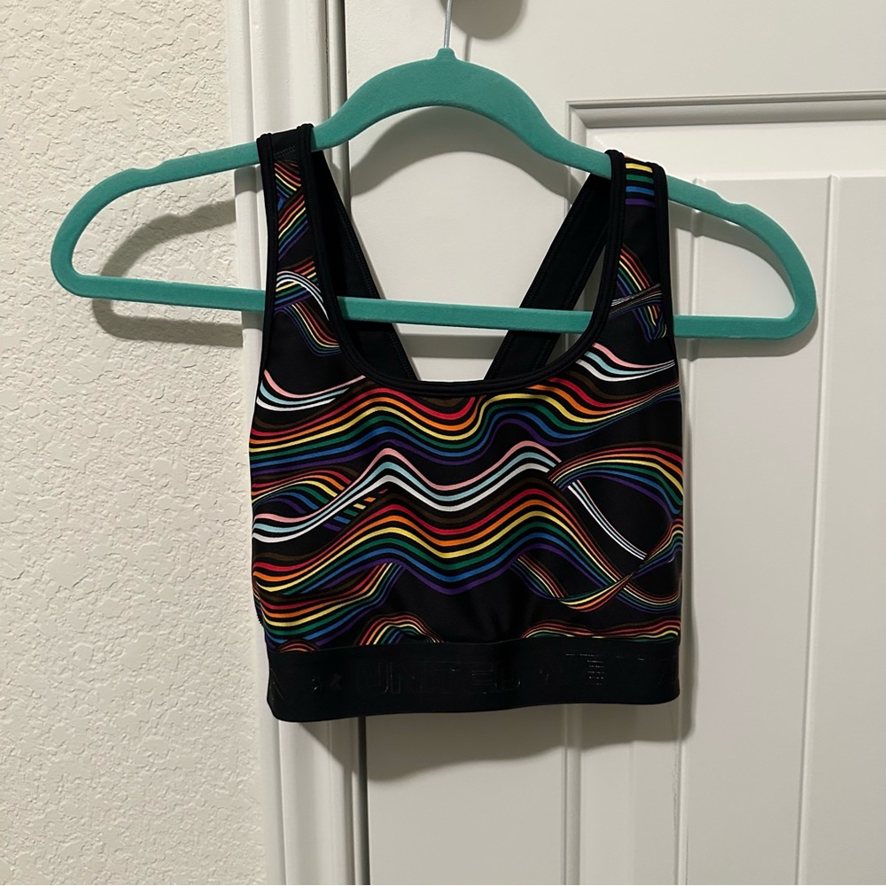 NWOT Under Armour Mid Rise PRIDE Sports Bra Womens Size Large L Rainbow